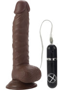Mr Just Right Vibrating Dildo With Bullet 6.25in - Chocolate
