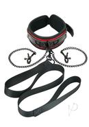 Whipsmart Heartbreakers Deluxe Collar, Nipple Clips, Leash Set - Black/red